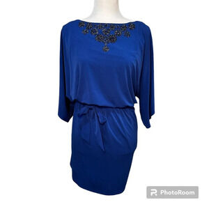 TRINA TURK Beaded Cold Shoulder Tunic Dress - 8